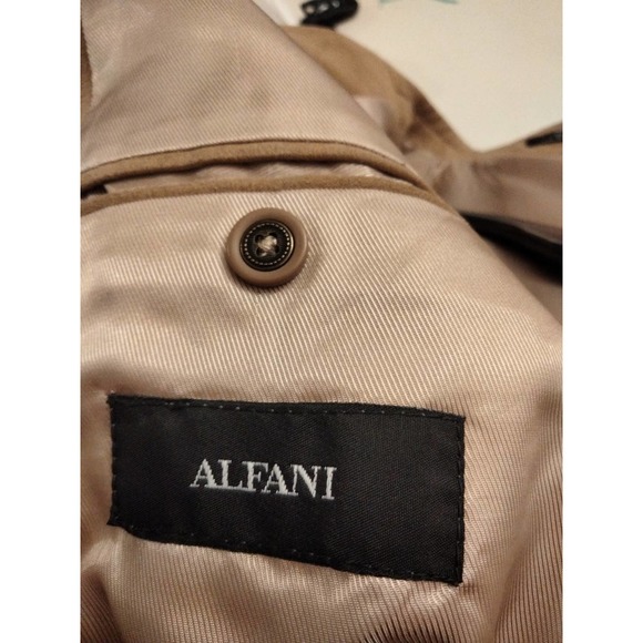 Beige Tan Faux Suede 3 button Men Blazer Size 44 L - Picture 7 of 10